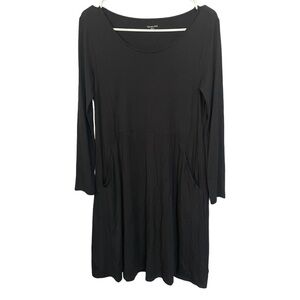 Garnet Hill Black Knit Long Sleeve Midi Dress XS